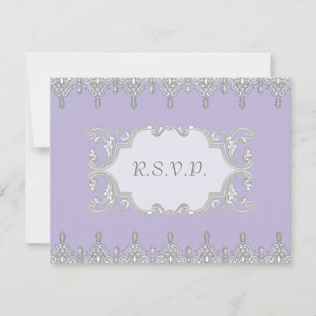 Tear Drop Lace, Lavender & Gris - Faire-Part de Ma (Devant)