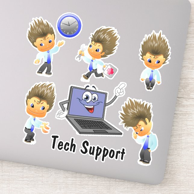 Tech Support Custom-Cut Vinyl Sticker (Détail)