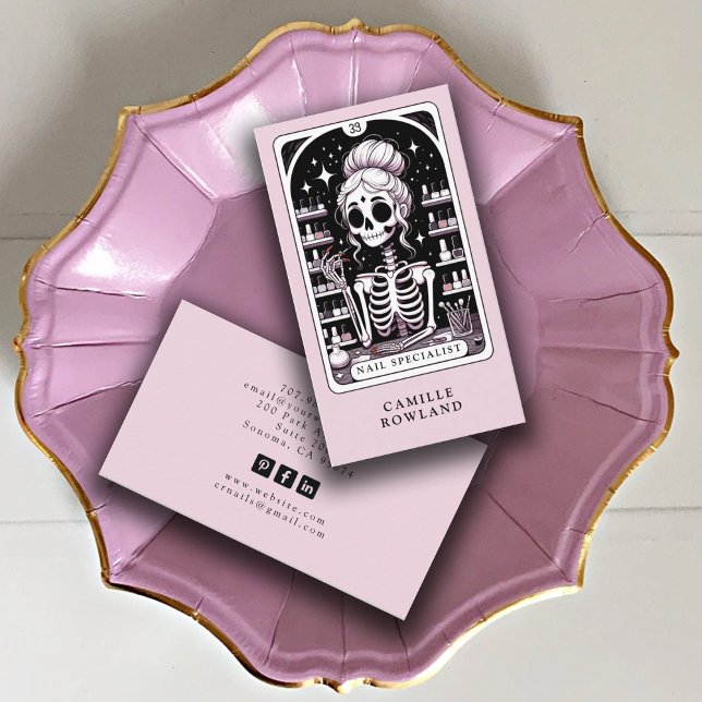 Technicien de clou de Tarot Carte de visite rose (Créateur téléchargé)