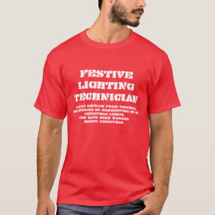 Technicien joyeux d'éclairage - T-shirt de Noël