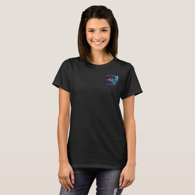Technologie Quantum Eye femmes T-shirt noir poche (Devant entier)