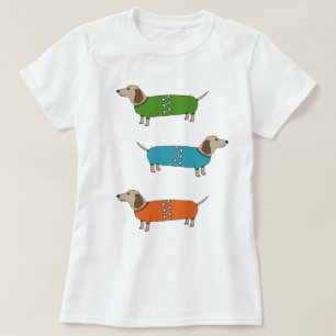 Teckel de chiens de saucisse dans le T-shirt de