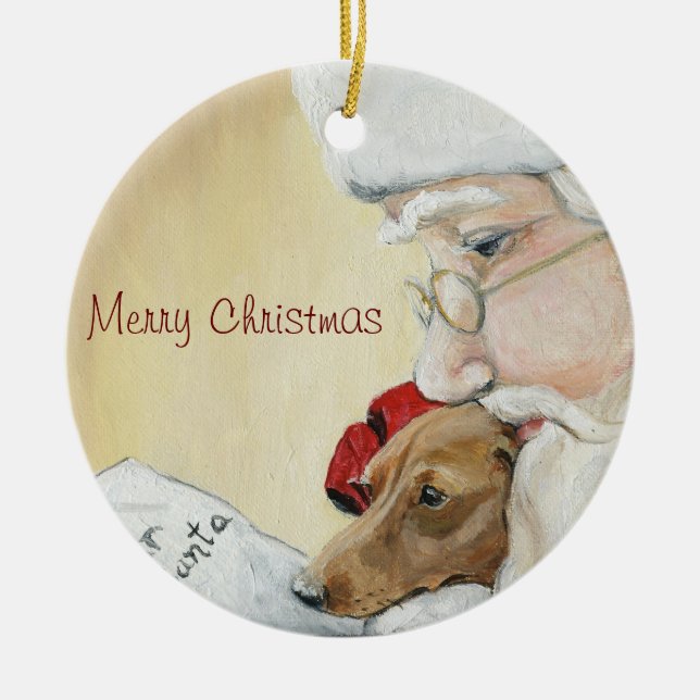 Teckel de Joyeux Noël et ornement d'art de Père (Devant)