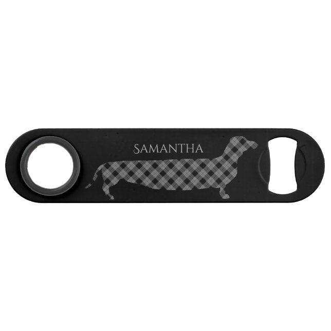 Teckel de plaid sur le noir (Devant (Horizontal))