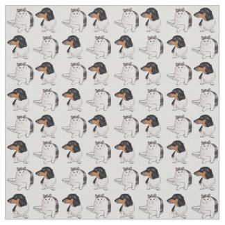 Teckel et copie japonaise de tissu de queue