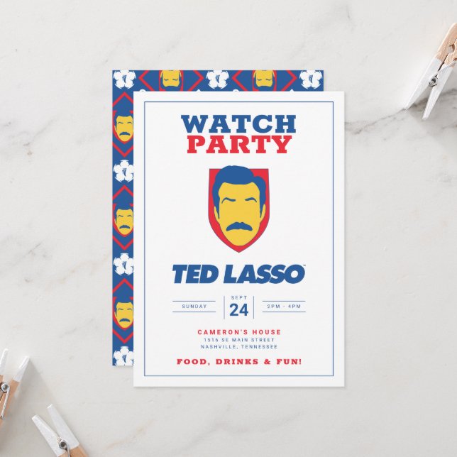 Ted Lasso : Invitation de Watch Party de la saison (Devant/Arrière en situation)