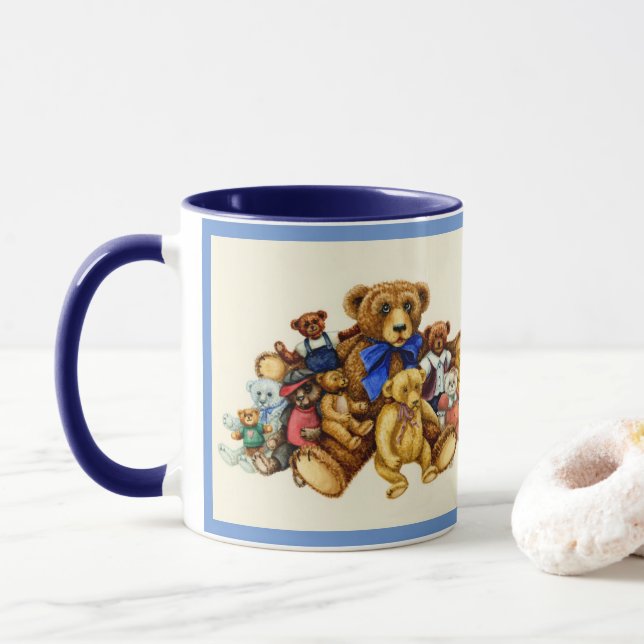 TEDDDDY BEAR HUGS MUG Blue (Avec donut)