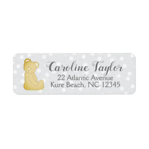 Teddy Baby shower ours Étiquette de adresse gris e