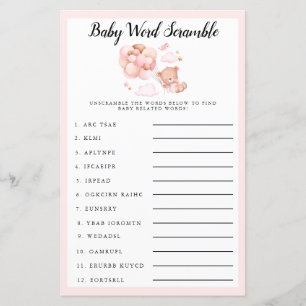 Teddy Baby shower rose Baby Word Scramble Jeu