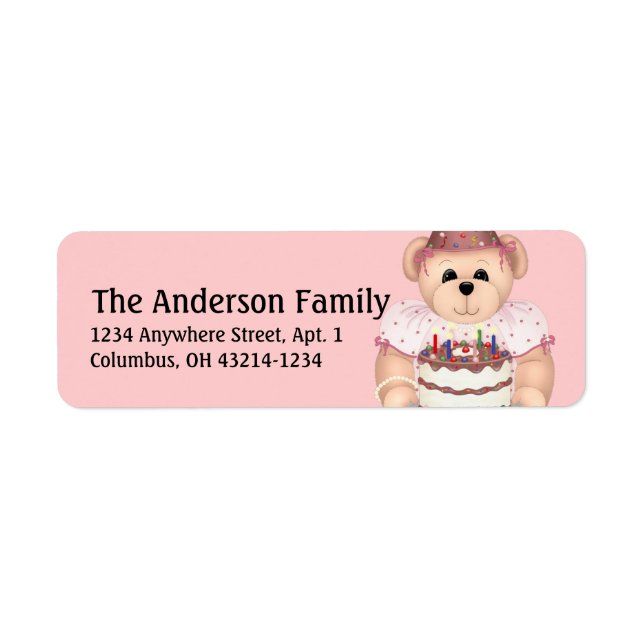 Teddy Bear 2 Étiquettes de adresse de fête d'anniv (Devant)