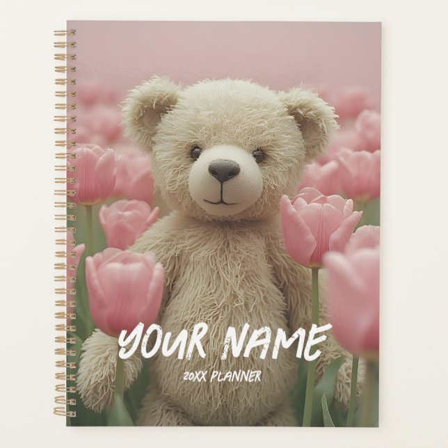 Teddy Bear and Pink Tulip Planner Gentle Planning (Devant)