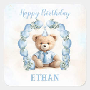 Teddy Bear Anniversaire Petit Garçon Bleu Stickers
