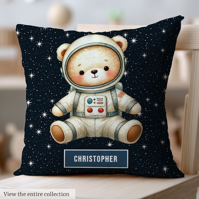 Teddy Bear Astronaut Baby Boy Coussin Space Nurser (Teddy Bear Astronaut Baby Boy Pillow Space Nursery)
