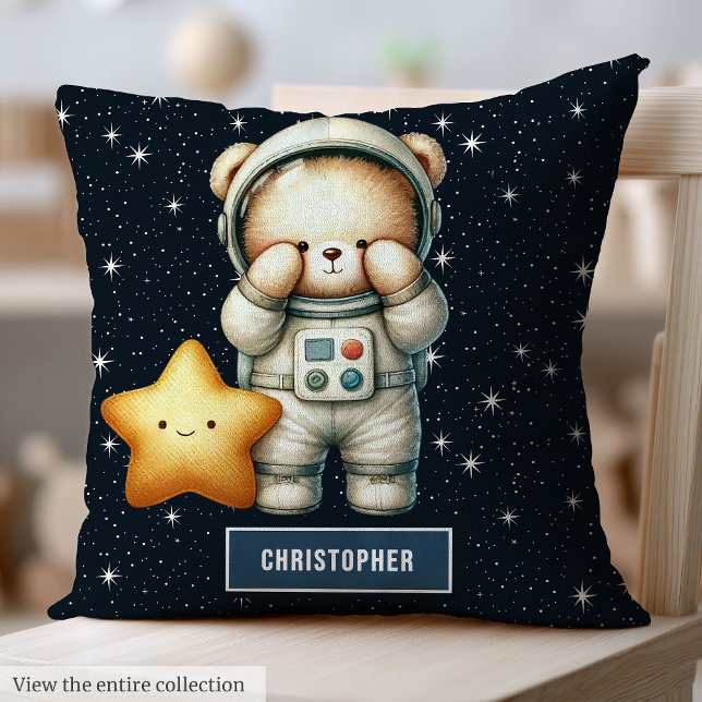 Teddy Bear Astronaut Coussin Baby Boy Nursery Déco (Teddy Bear Astronaut Pillow Baby Boy Nursery Decor)