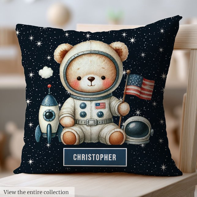 Teddy Bear Astronaut Coussin décoratif Baby Boy (Teddy Bear Astronaut Decorative Pillow Baby Boy Room)