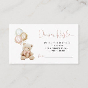 Teddy Bear Avec Balloons Girl Diaper Carte Raffle