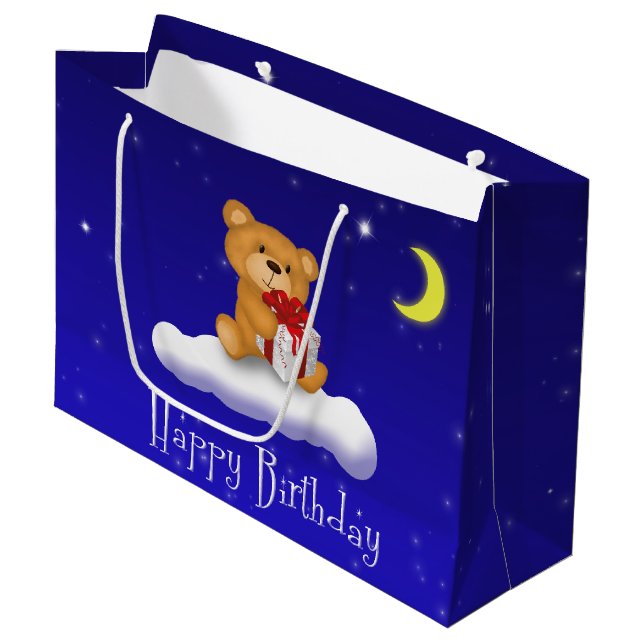 Teddy Bear avec cadeau - Anniversaire grand sac ca (Devant Angle)