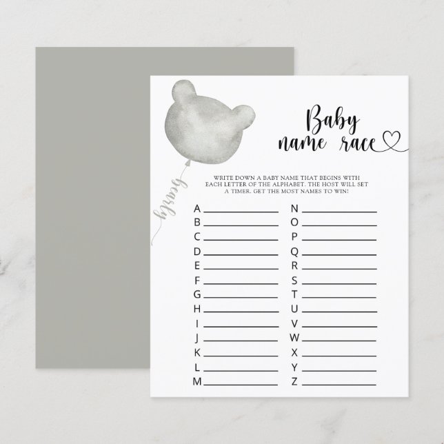 Teddy Bear Baby jeu de nom race (Devant / Derrière)