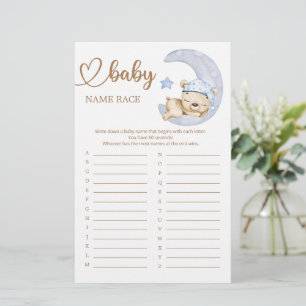 Teddy Bear Baby shower Baby Name Race Game