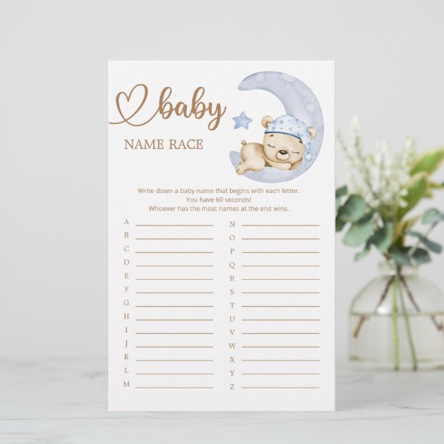 Teddy Bear Baby shower Baby Name Race Game (Debout devant)
