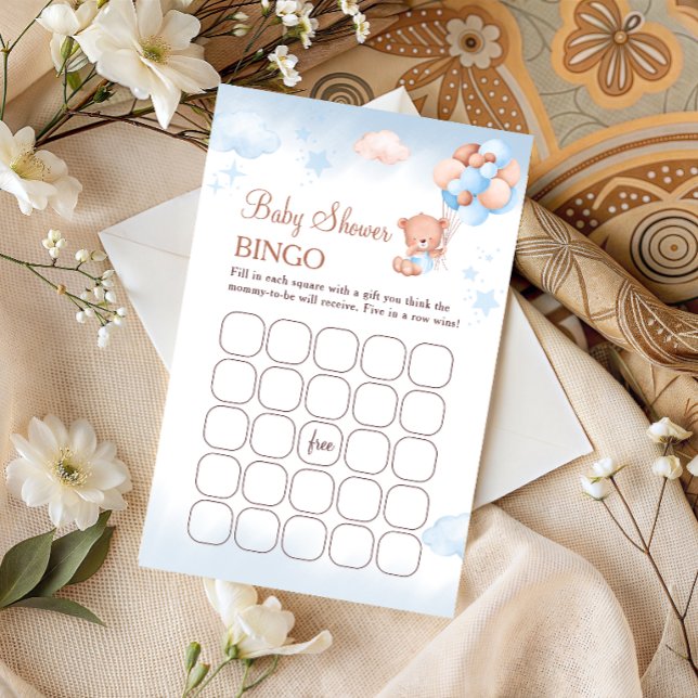 Teddy Bear Baby Shower Bingo Game Card (Créateur téléchargé)