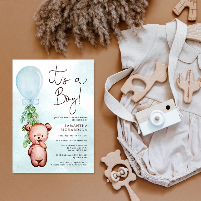 Teddy Bear Baby shower Boy Invitation (Créateur téléchargé)