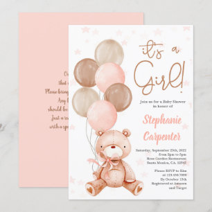 Teddy Bear Baby shower girl Invitation