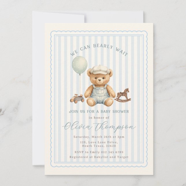 Teddy Bear Baby Shower Invitation (Devant)