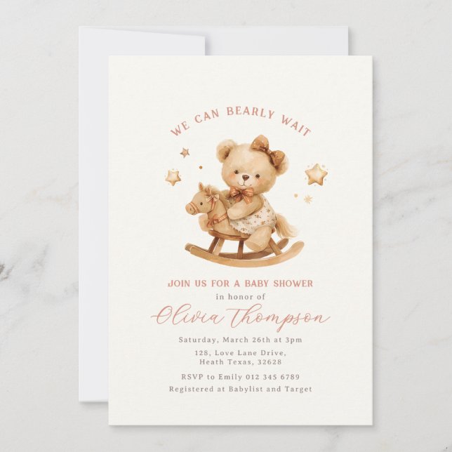 Teddy Bear Baby Shower Invitation (Devant)