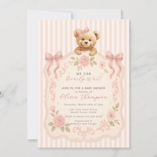 Teddy Bear Baby Shower Invitation (Devant)