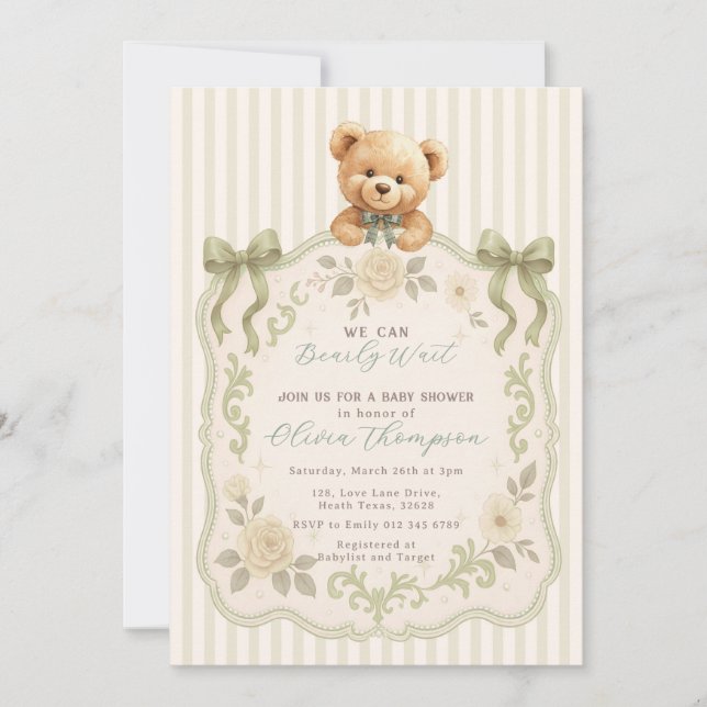 Teddy Bear Baby Shower Invitation (Devant)