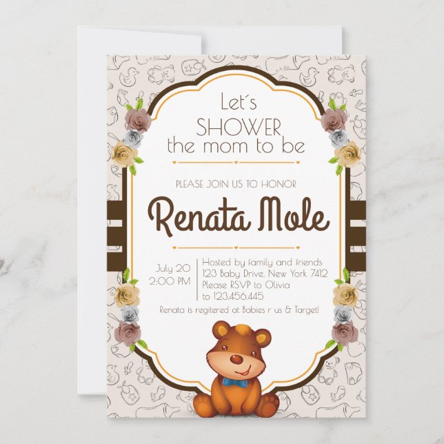 Teddy Bear BaBy Shower Invitation (Devant)