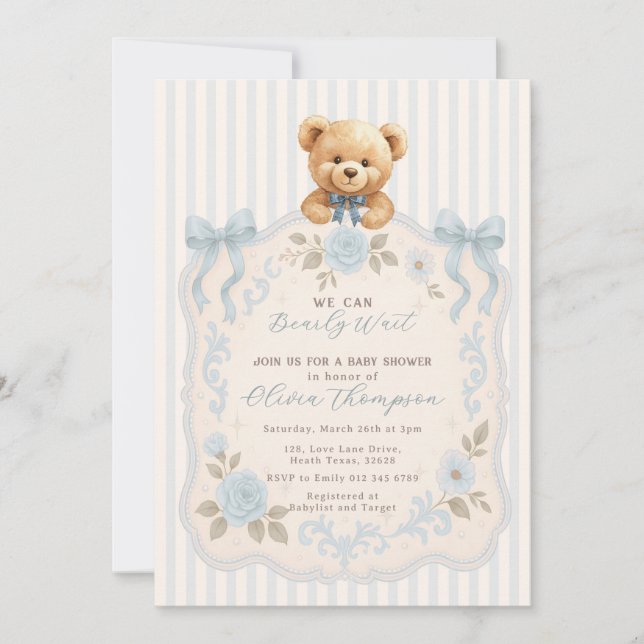 Teddy Bear Baby Shower Invitation (Devant)