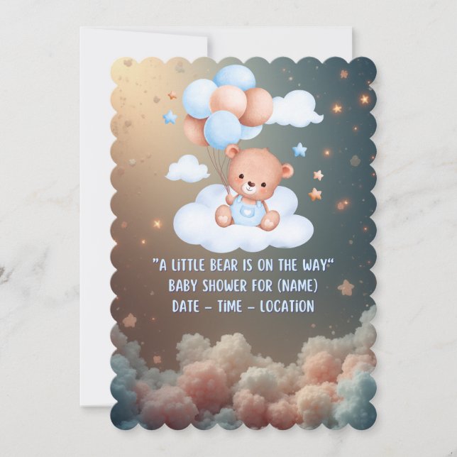 Teddy Bear Baby Shower Invitation – Neutral Boho (Devant)