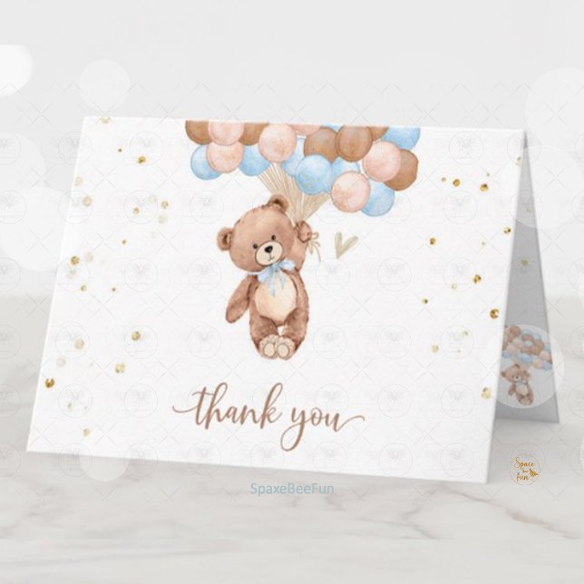 Teddy Bear Baby shower merci carte boîtier (Teddy bear baby shower thank you card, baby shower enclosure card, teddy bear-themed baby shower, th)