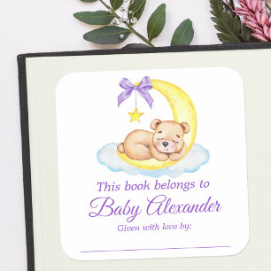 Teddy Bear Baby shower Purple Boplate Étiquettes