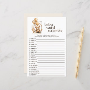 Teddy Bear Baby shower Word Scramble Jeu
