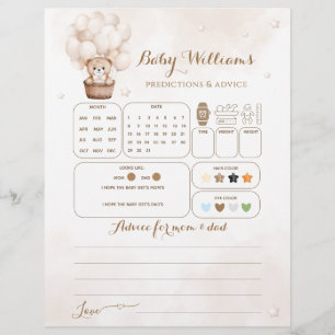Teddy Bear Balloon Baby shower de deviner jeu