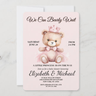 Teddy Bear Balloon Thème Baby shower Invitation