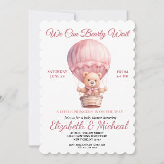 Teddy Bear Balloon Theme Baby Shower Invitation
