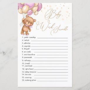 Teddy Bear Balloons rose Mot Jeu