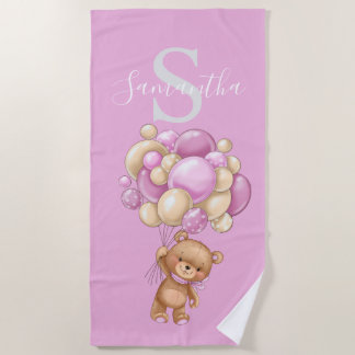 Teddy Bear Balloons rose serviette de plage pour l