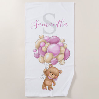 Teddy Bear Balloons rose serviette de plage pour l