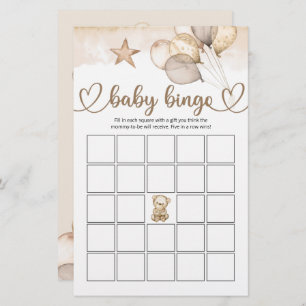 Teddy Bear Bear Baby shower Bingo Jeu