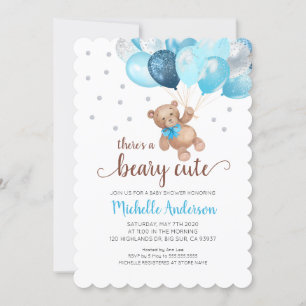 Teddy Bear Beary mignonne Baby shower Invitation