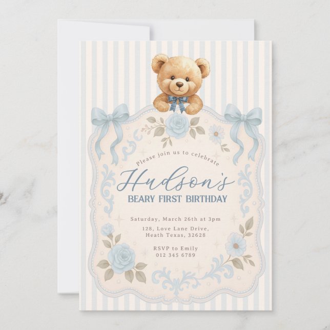 Teddy Bear Birthday Invitation (Devant)