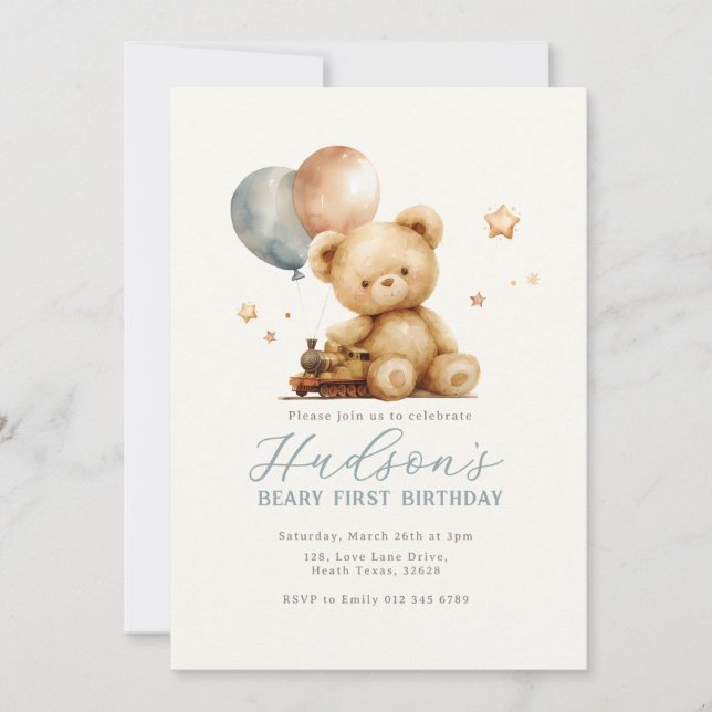 Teddy Bear Birthday Invitation (Devant)