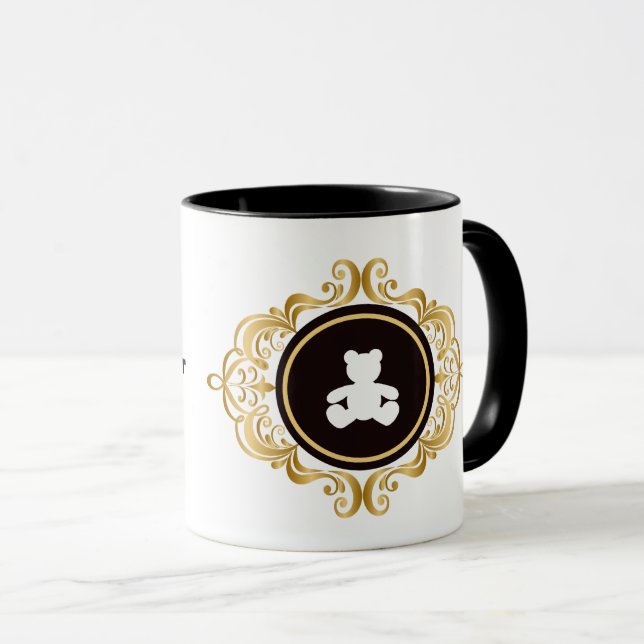 Teddy Bear Blanc Silhouette Café Mug (Devant droit)