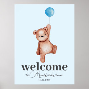 Teddy Bear Blue Affiche de bienvenue Foam Board
