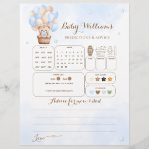Teddy Bear Blue Balloon Baby Boy Jeu de devis